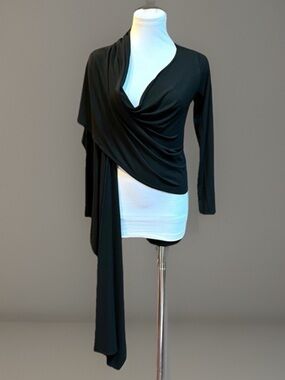 Chic Shine New York Black Sweater Jacket with Wrap Poncho Vibes sz L